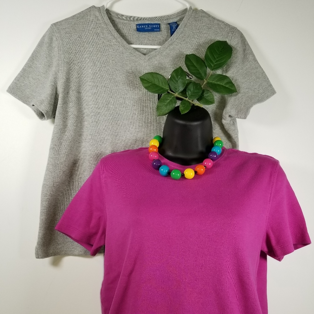 Pair of Solid Dressy T-Shirts, Size SP